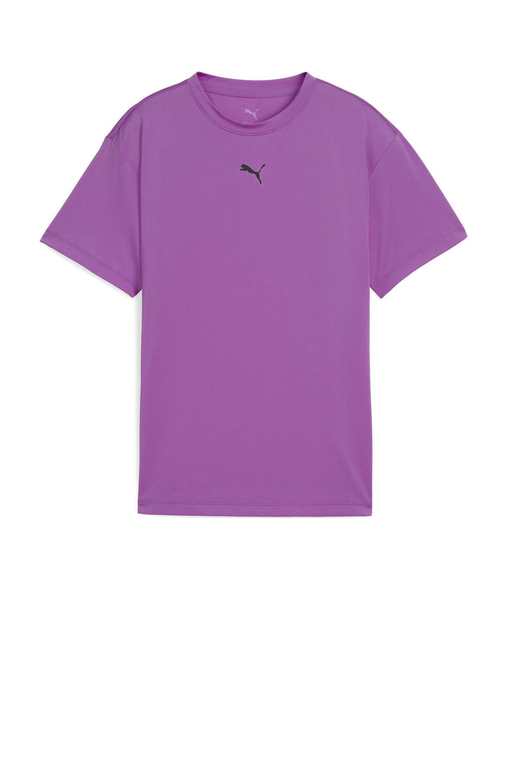 Fuchsia jongens en meisjes Puma sportshirt Tad Essential van polyester met korte mouwen en ronde hals