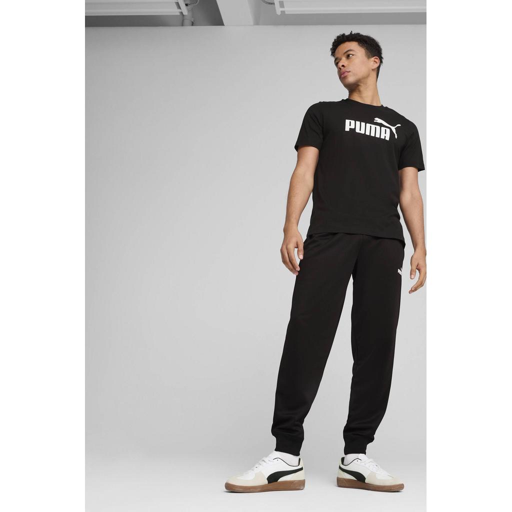 Zwarte heren Puma T-shirt van katoen met logo dessin, korte mouwen en ronde hals