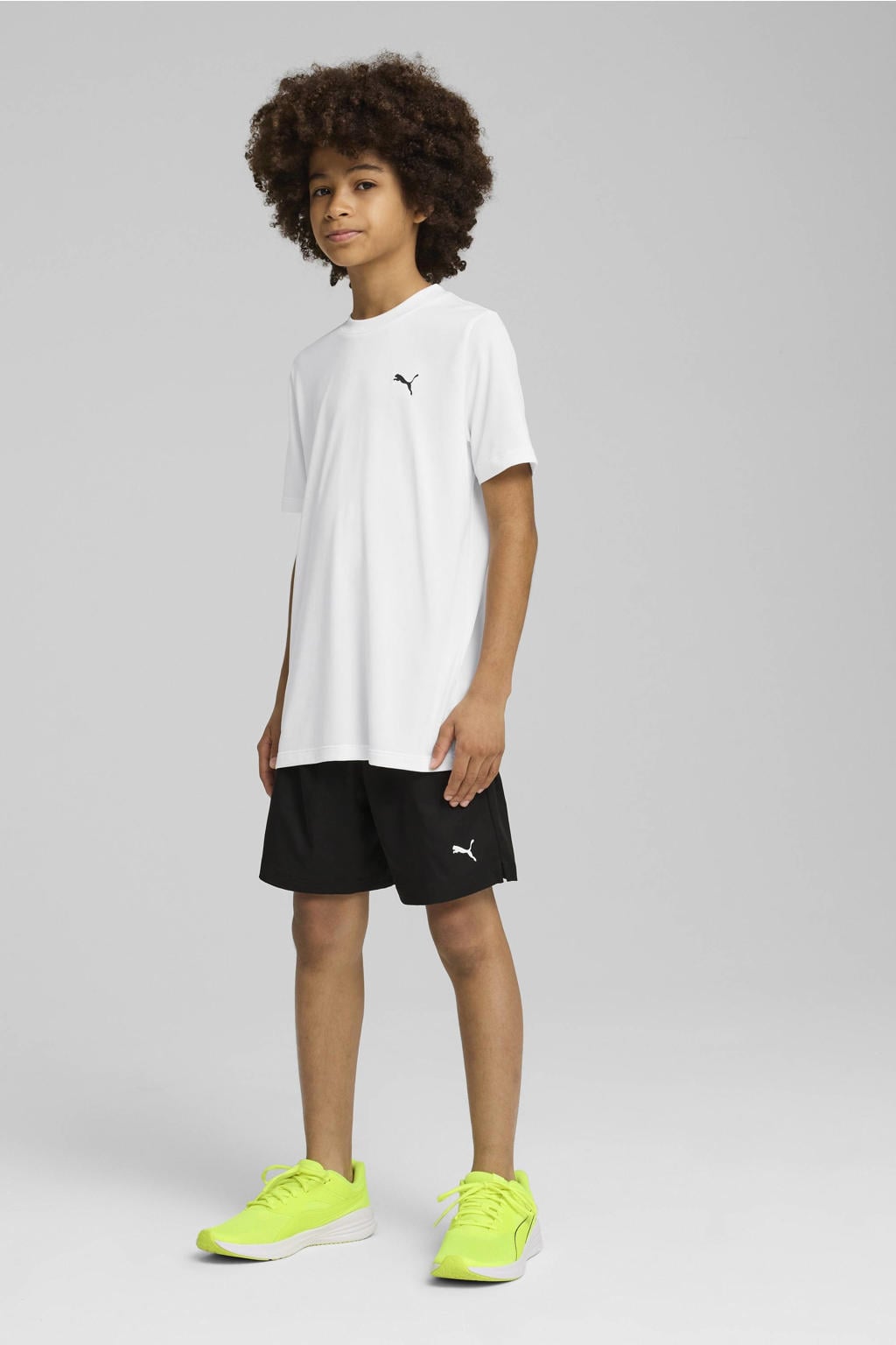 Zwarte jongens en meisjes Puma regular casual short van polyester met elastische tailleband en effen