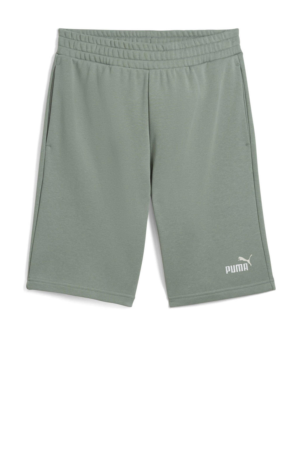 Groene heren Puma sweatshort van katoen met regular fit, elastische tailleband met koord en effen