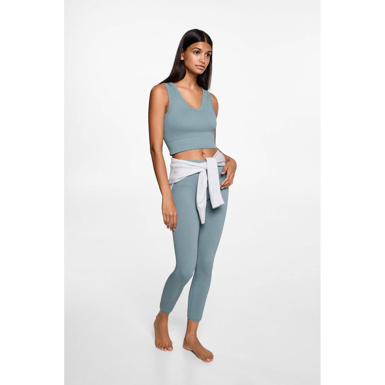 MANGO TEEN cropped sporttop groen