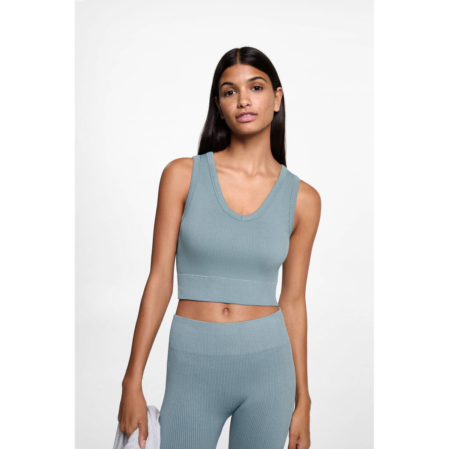 MANGO TEEN cropped sporttop groen