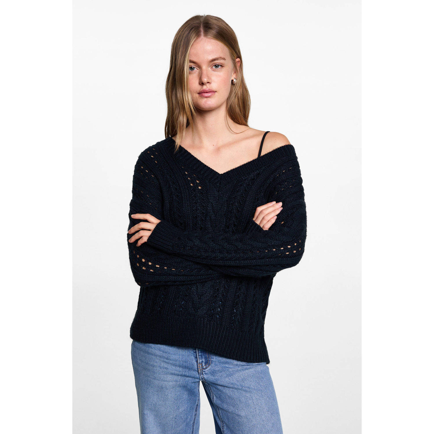 MANGO TEEN trui marine grof gebreid