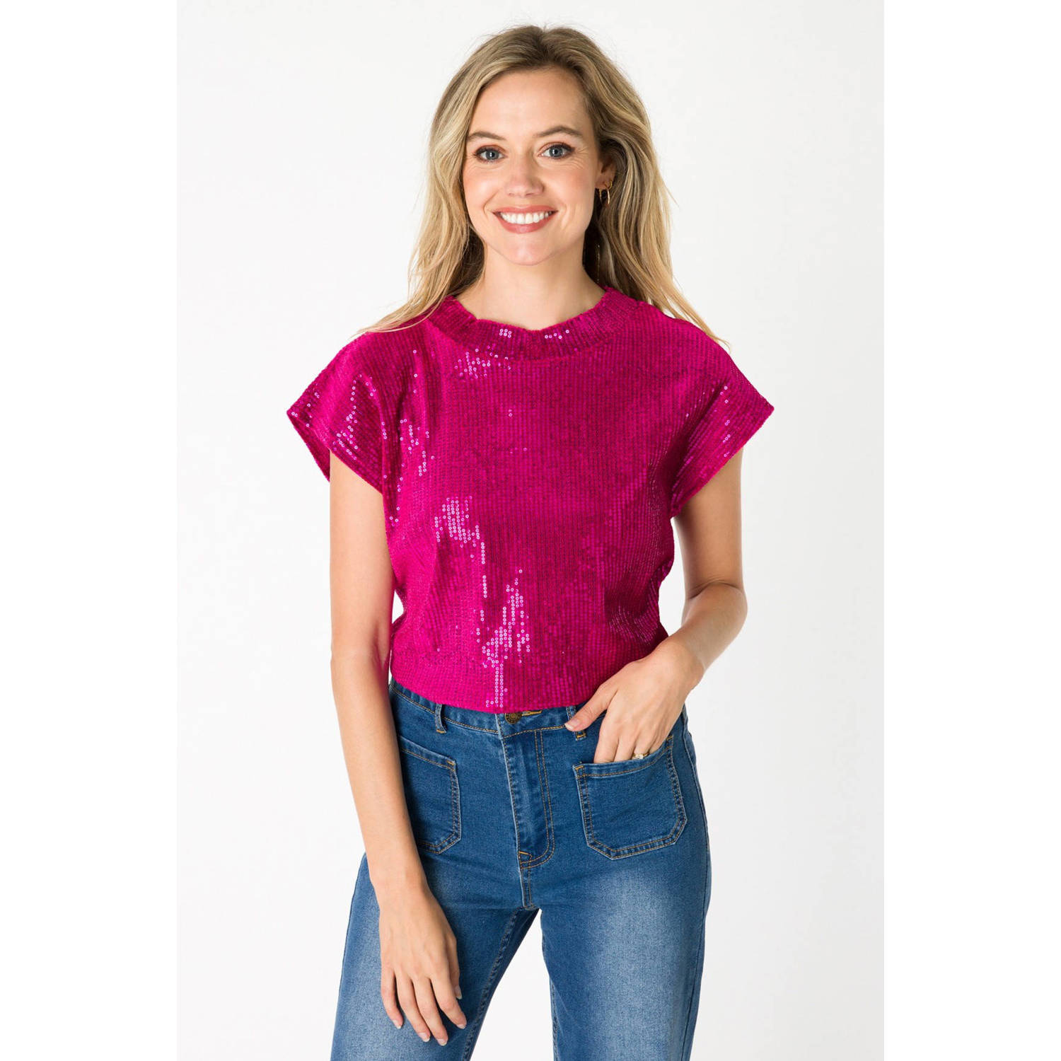 ES&SY glitter top roze