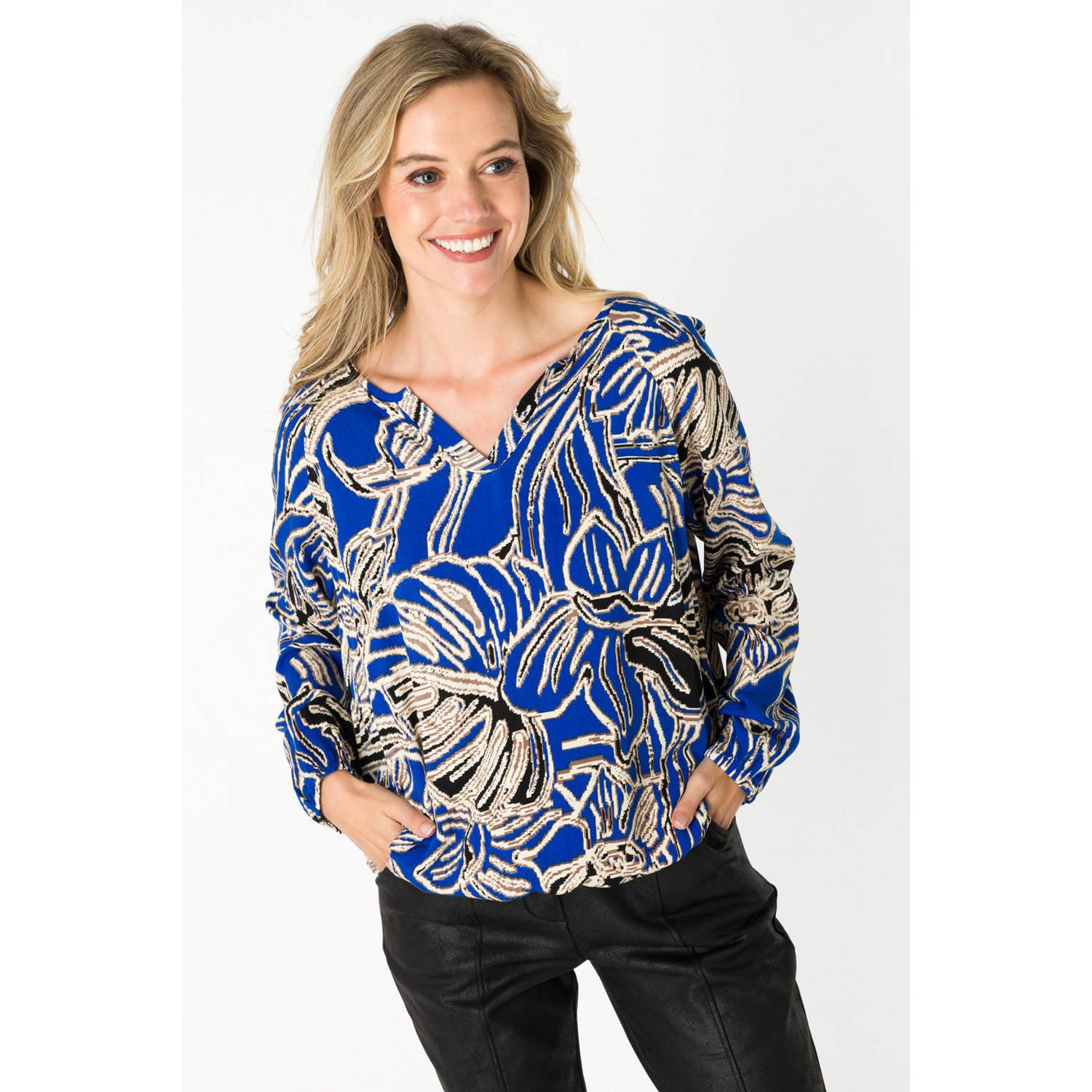 ES&SY top met all over print blauw beige