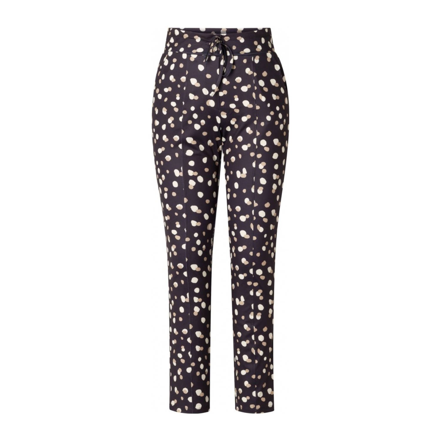 ES&SY slim fit broek met all over print zwart wit