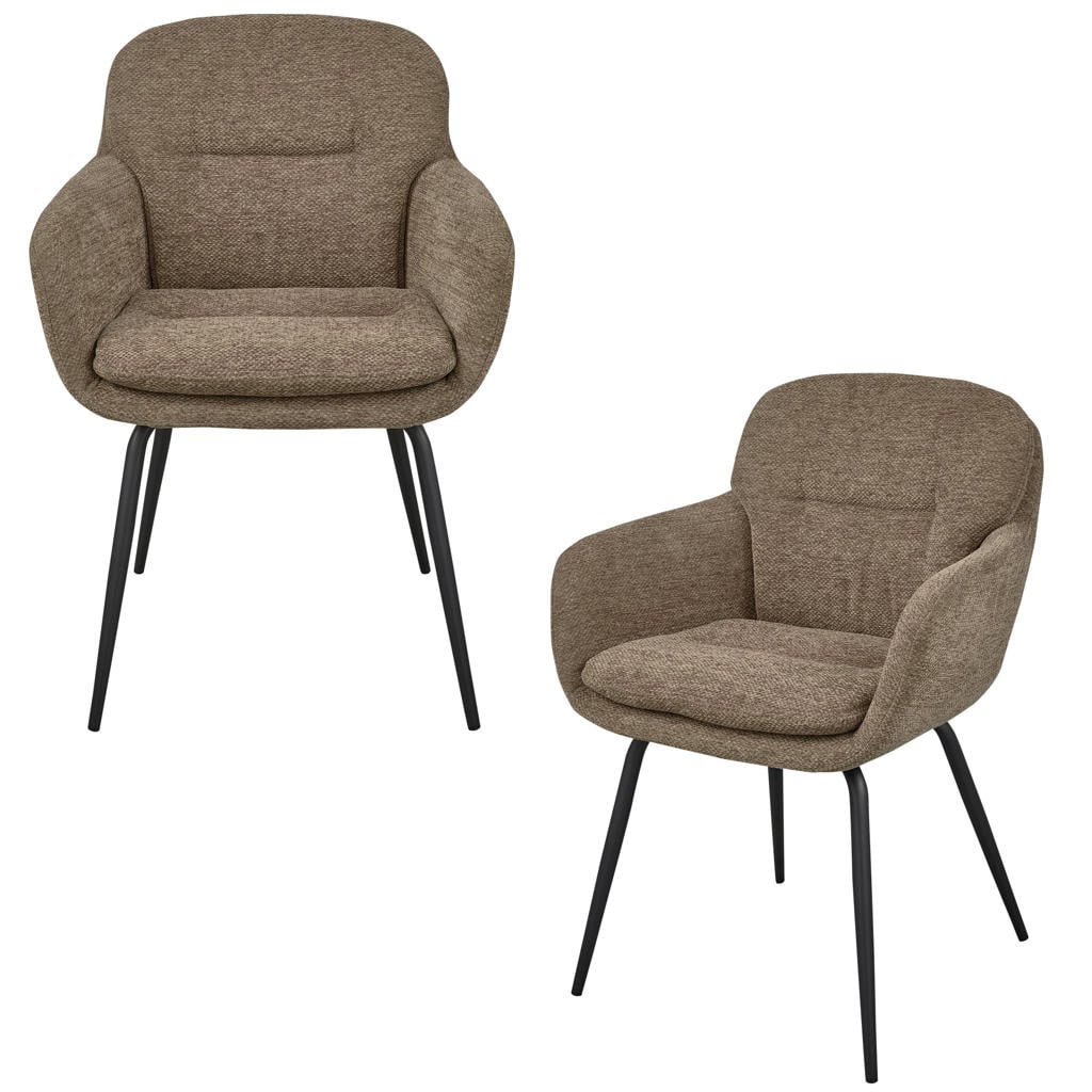 WOOOD WOOOD Runa Eetkamerstoelen - Polyester - Caramel Bruin/Geel -Set van 2