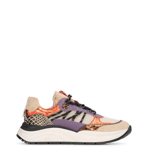 PS Poelman Charu leren sneakers beige/paars/oranje afbeelding