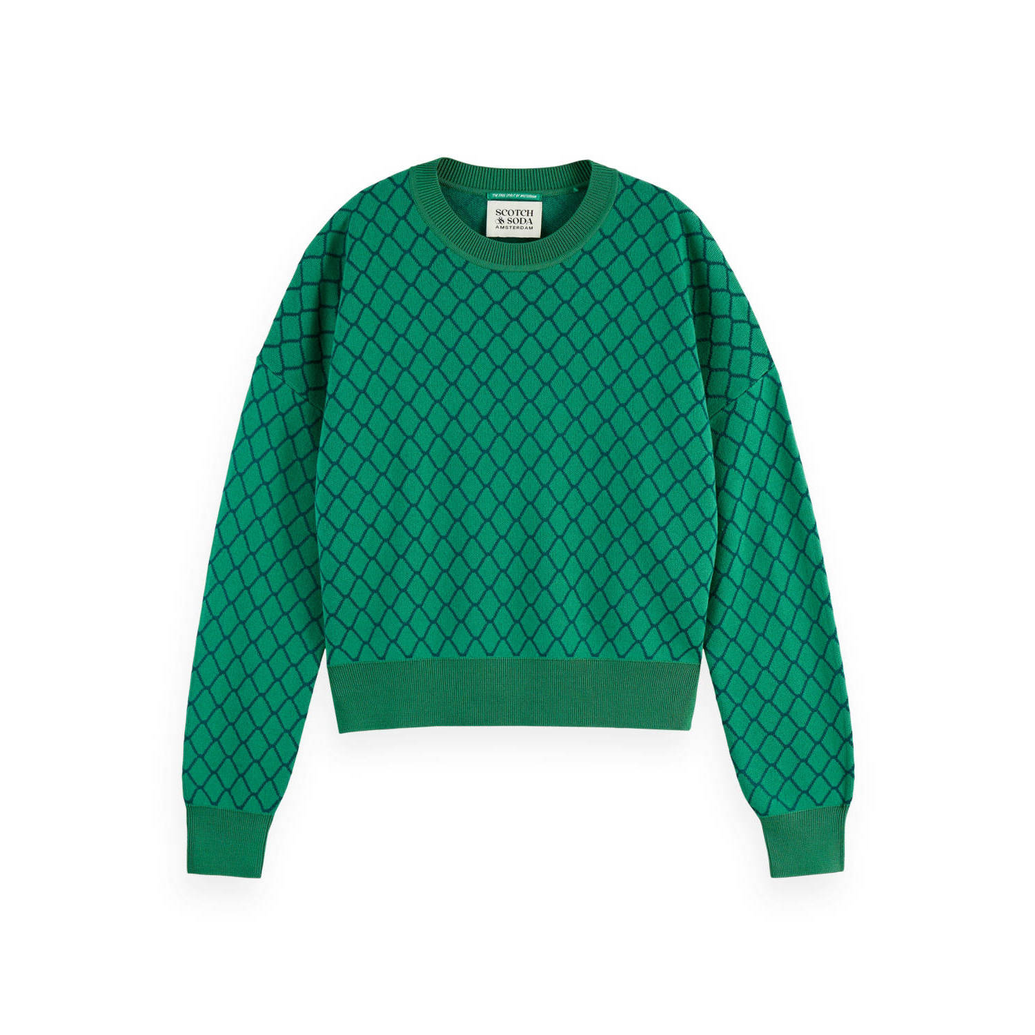 Scotch & Soda Jacquard Relaxte Pullover Sweater Green Dames