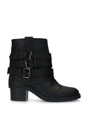   leren enkellaarzen zwart