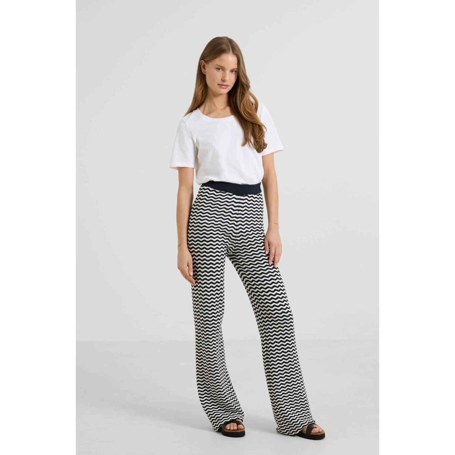 Anytime crochet broek donkerblauw wit