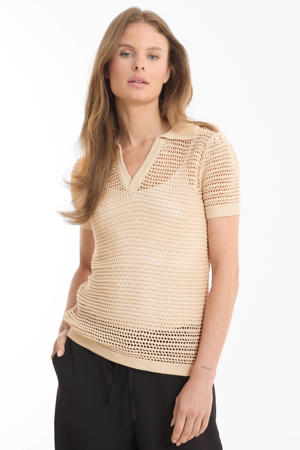 crochet polo beige