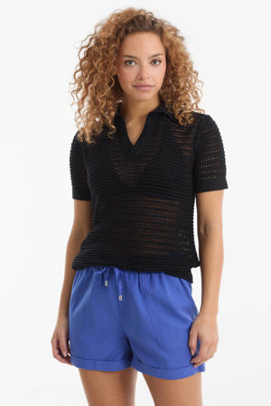 crochet polo zwart