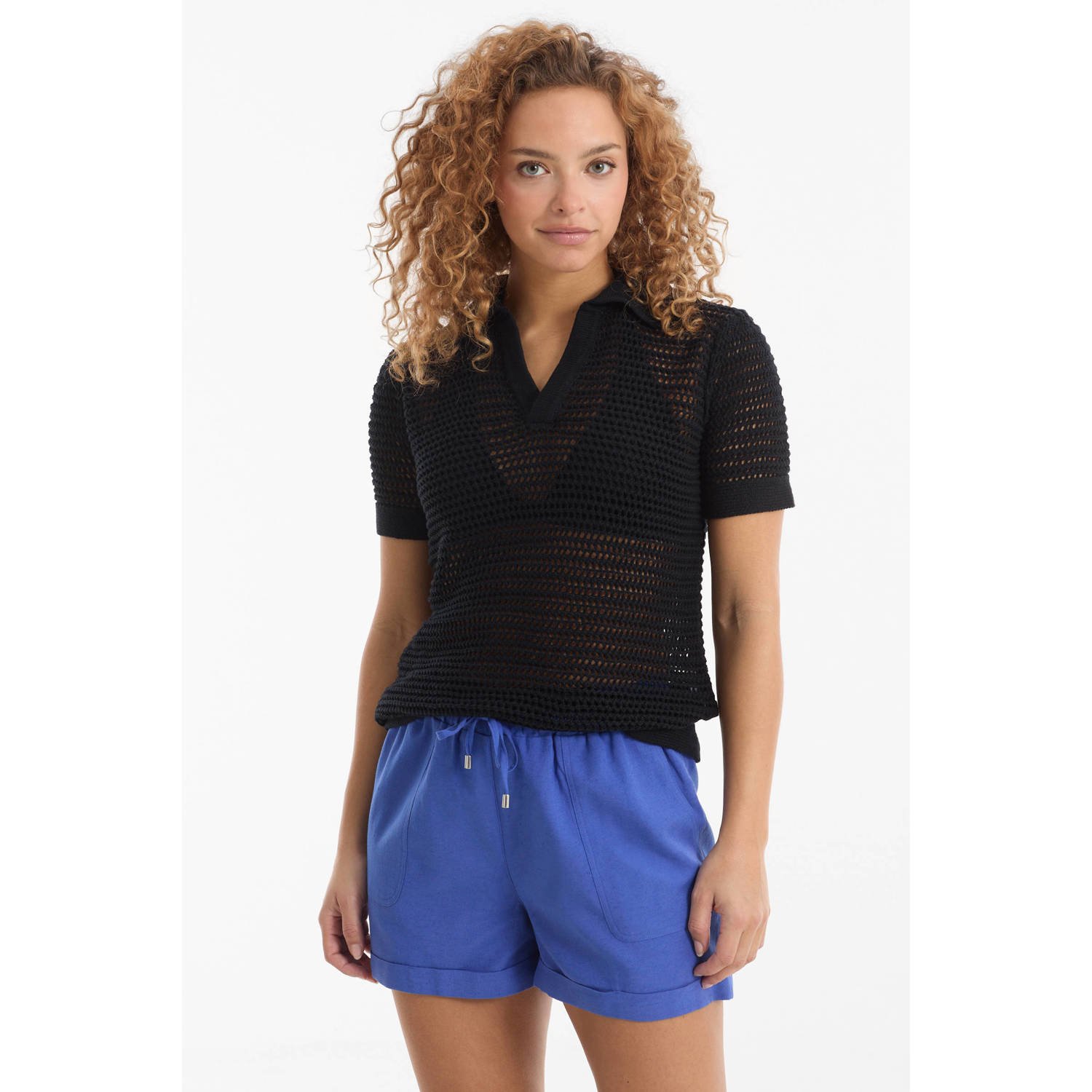 Anytime crochet polo zwart