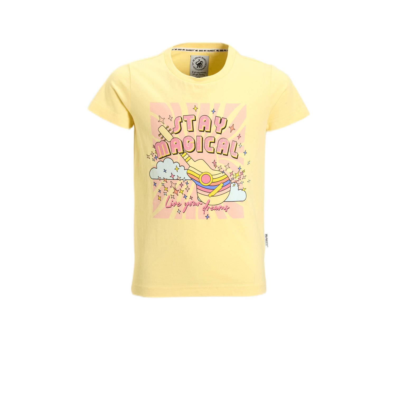 Me & My Monkey T-shirt met printopdruk geel