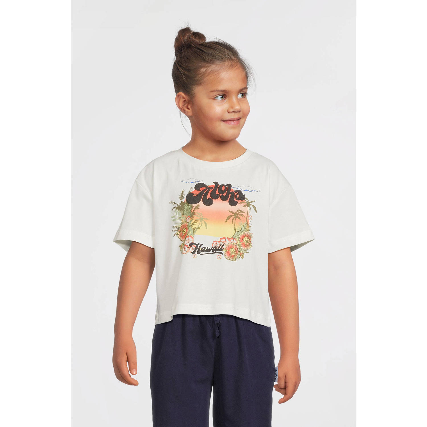 Me & My Monkey boxy T-shirt met printopdruk wit