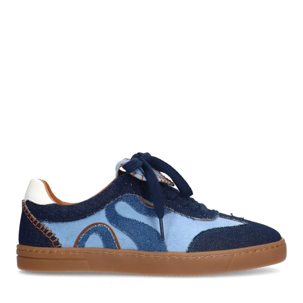 Blauwe dames Sacha suède sneakers met veters