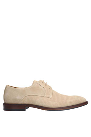 suède veterschoenen beige