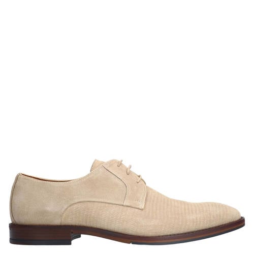 Manfield suède veterschoenen beige afbeelding