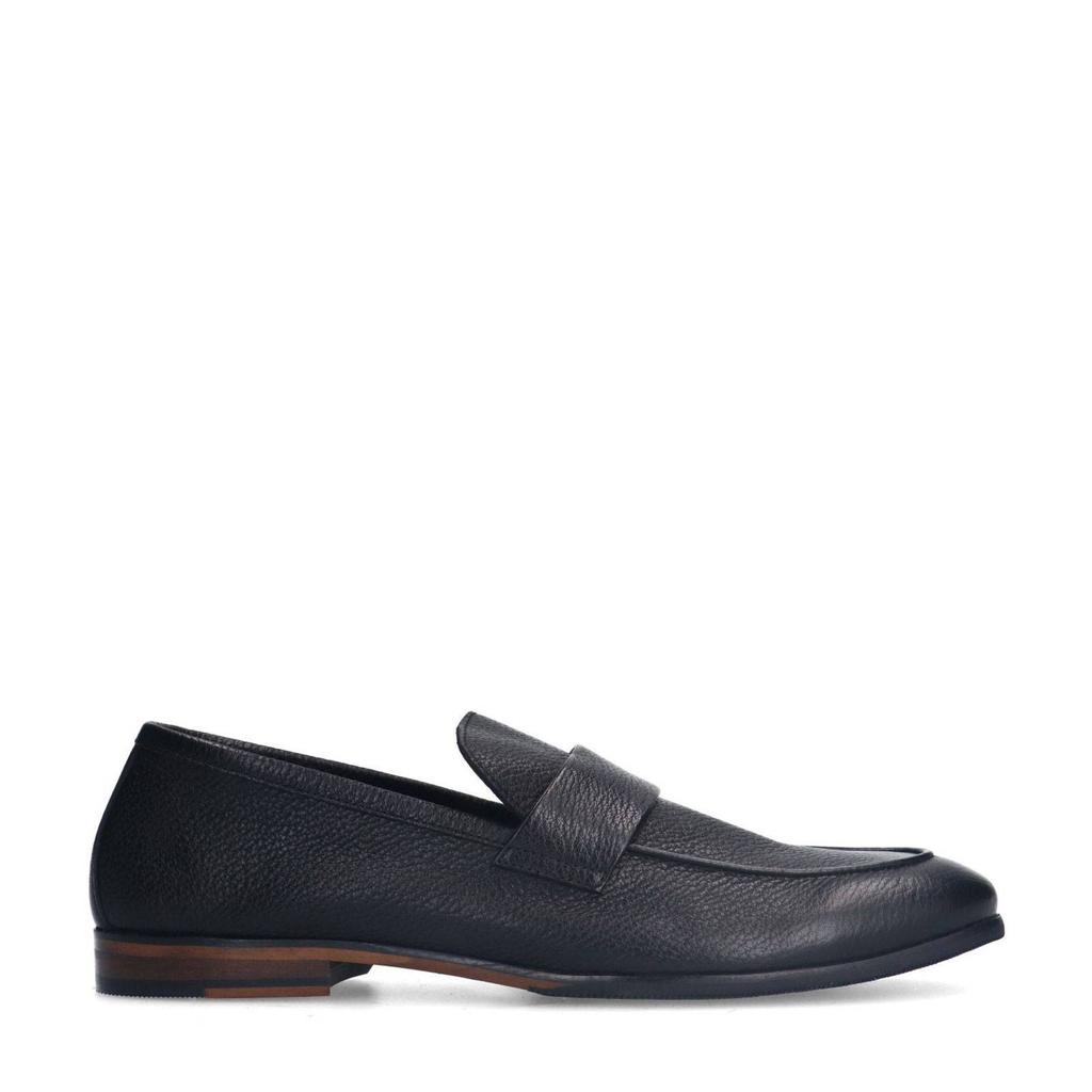 Zwarte heren Manfield leren loafers met effen