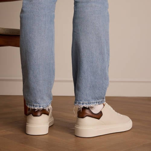 Manfield leren sneakers ecru afbeelding