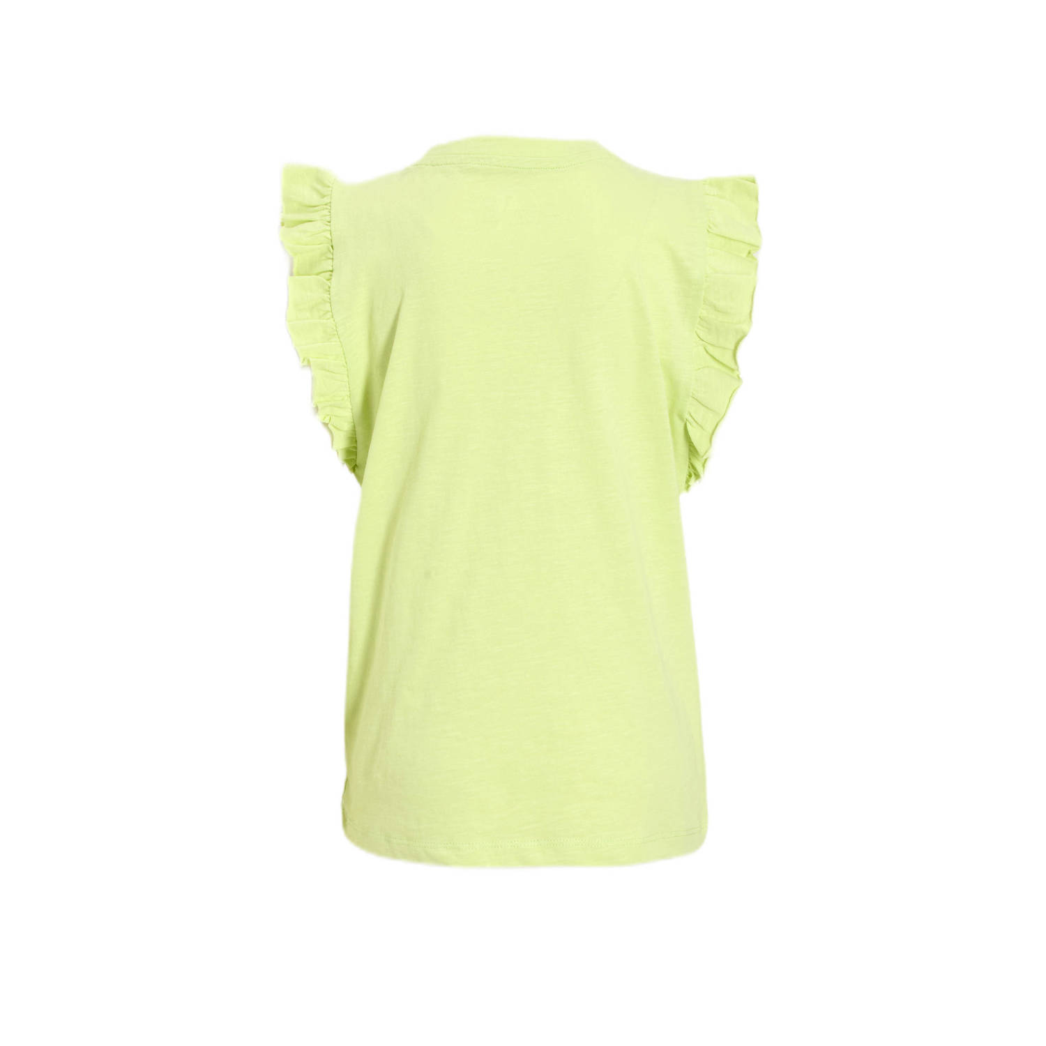 anytime T-shirt met ruffle limegroen