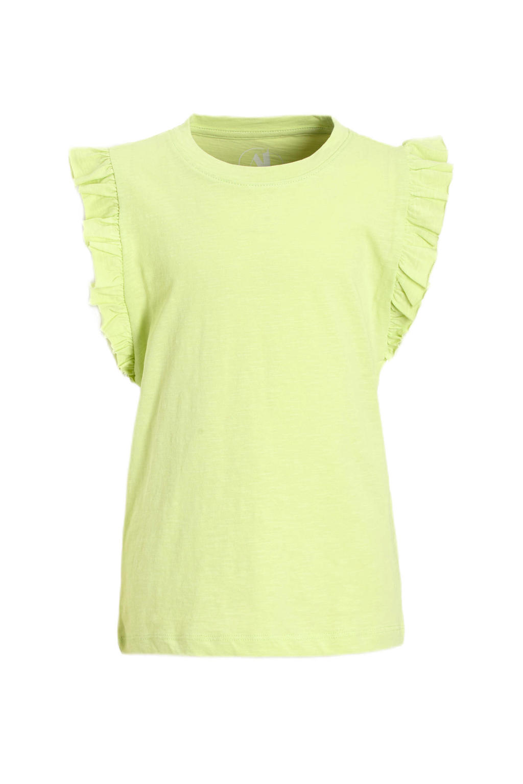 Limegroene meisjes Anytime Anytime T-shirt groen van katoen met effen en korte mouwen