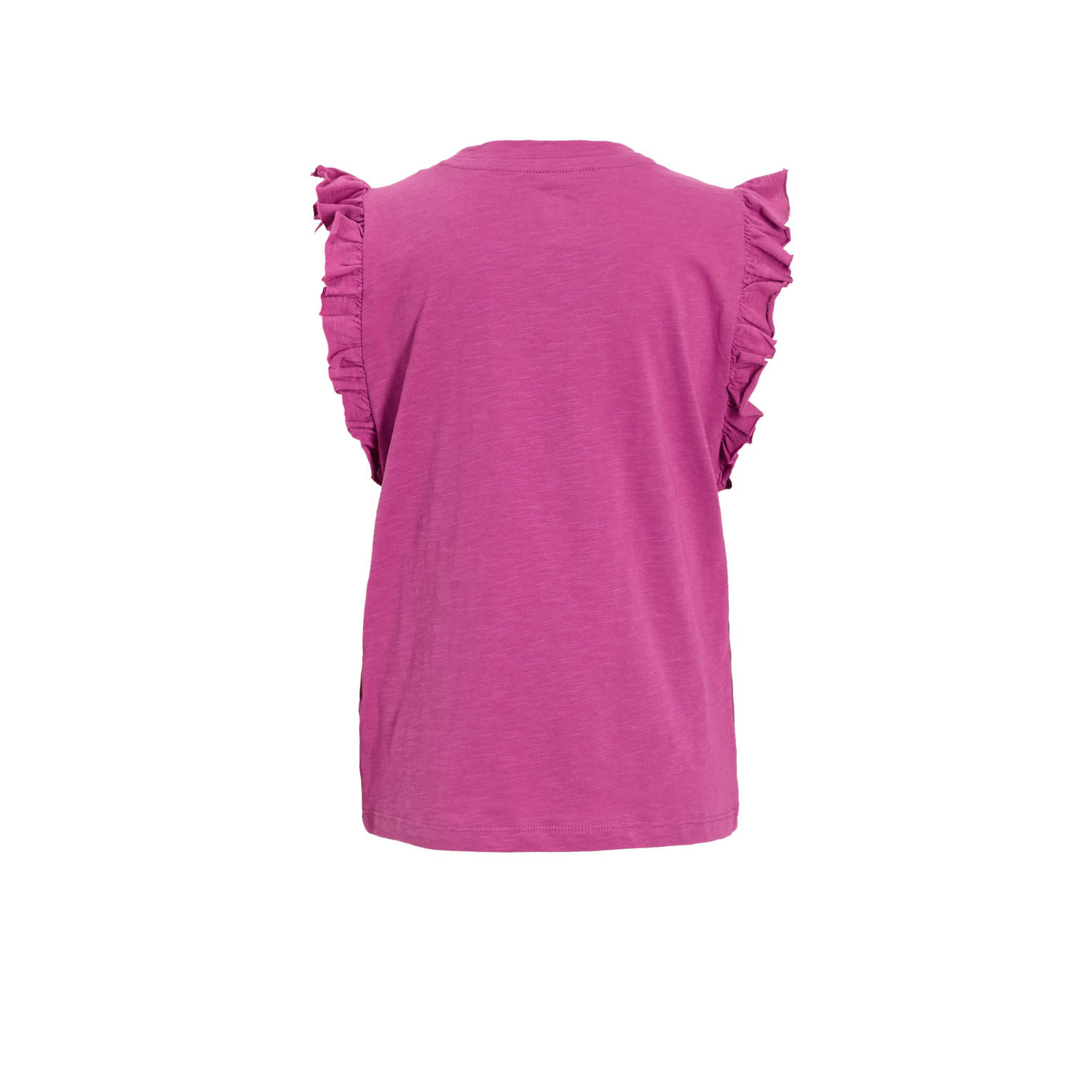 anytime T-shirt met ruffle magenta