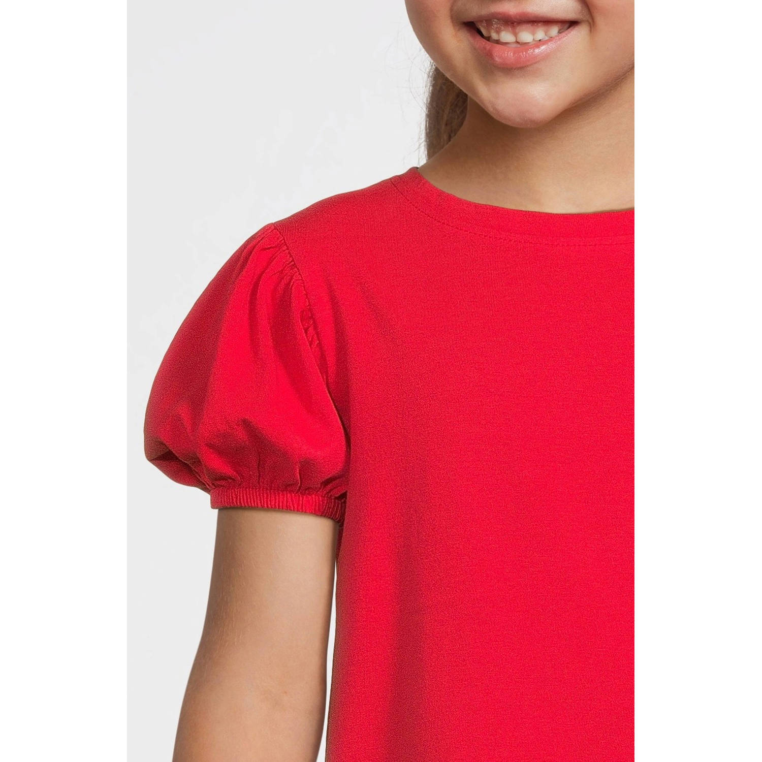anytime T-shirt met pofmouwen rood