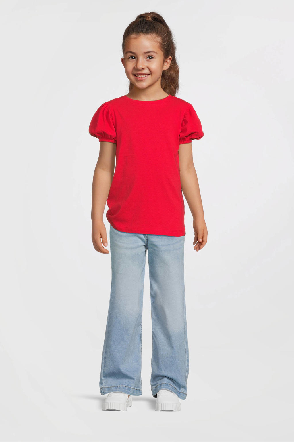 Rode meisjes Anytime T-shirt van bci katoen met effen, korte mouwen en ronde hals