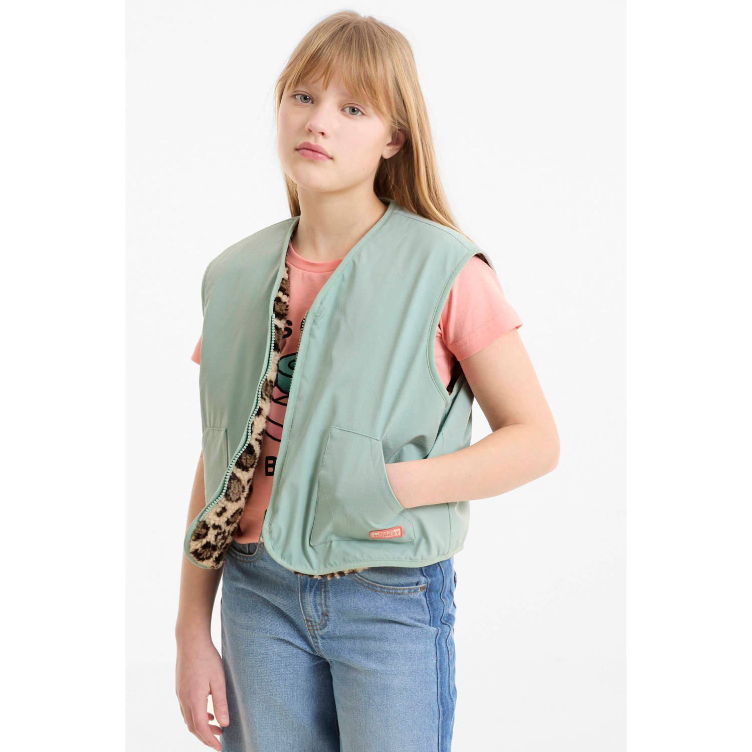 Me & My Monkey reversible gilet mintgroen