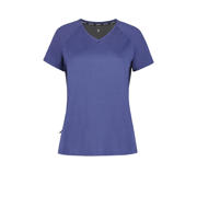 thumbnail: Violet en zwarte dames Rukka hardloopshirt Magnula van polyester met korte mouwen, V-hals en elastische tailleband