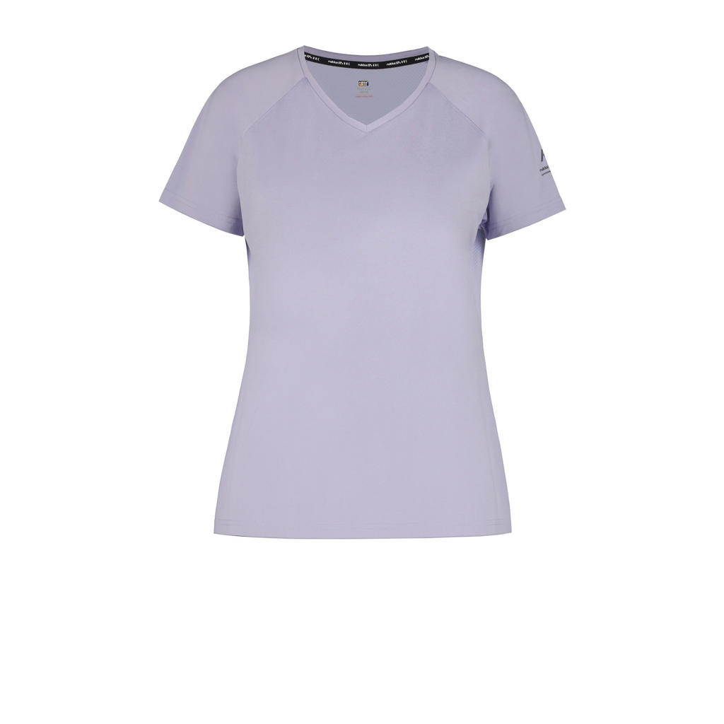 Lilakleurige dames Rukka hardloopshirt Magnula van polyester met korte mouwen, V-hals en elastische tailleband