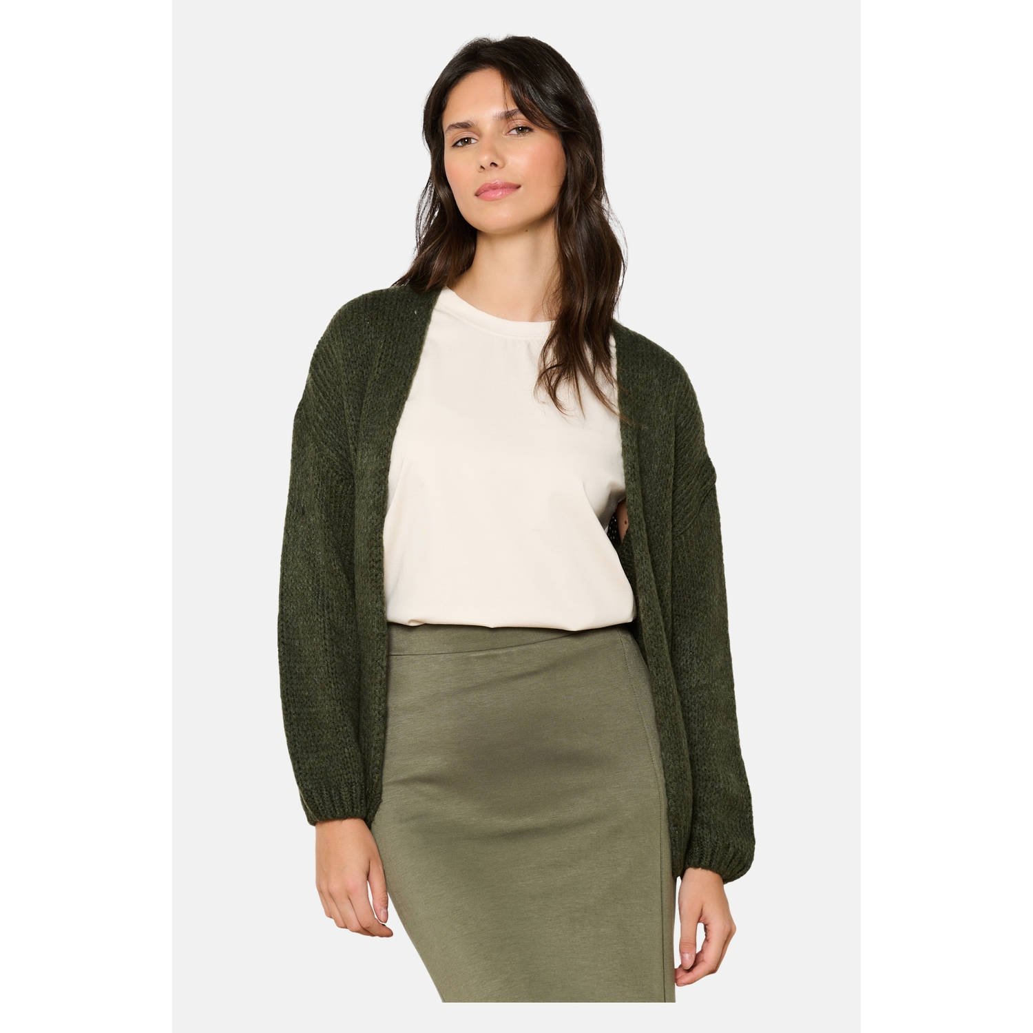 LOLALIZA gebreid vest kaki