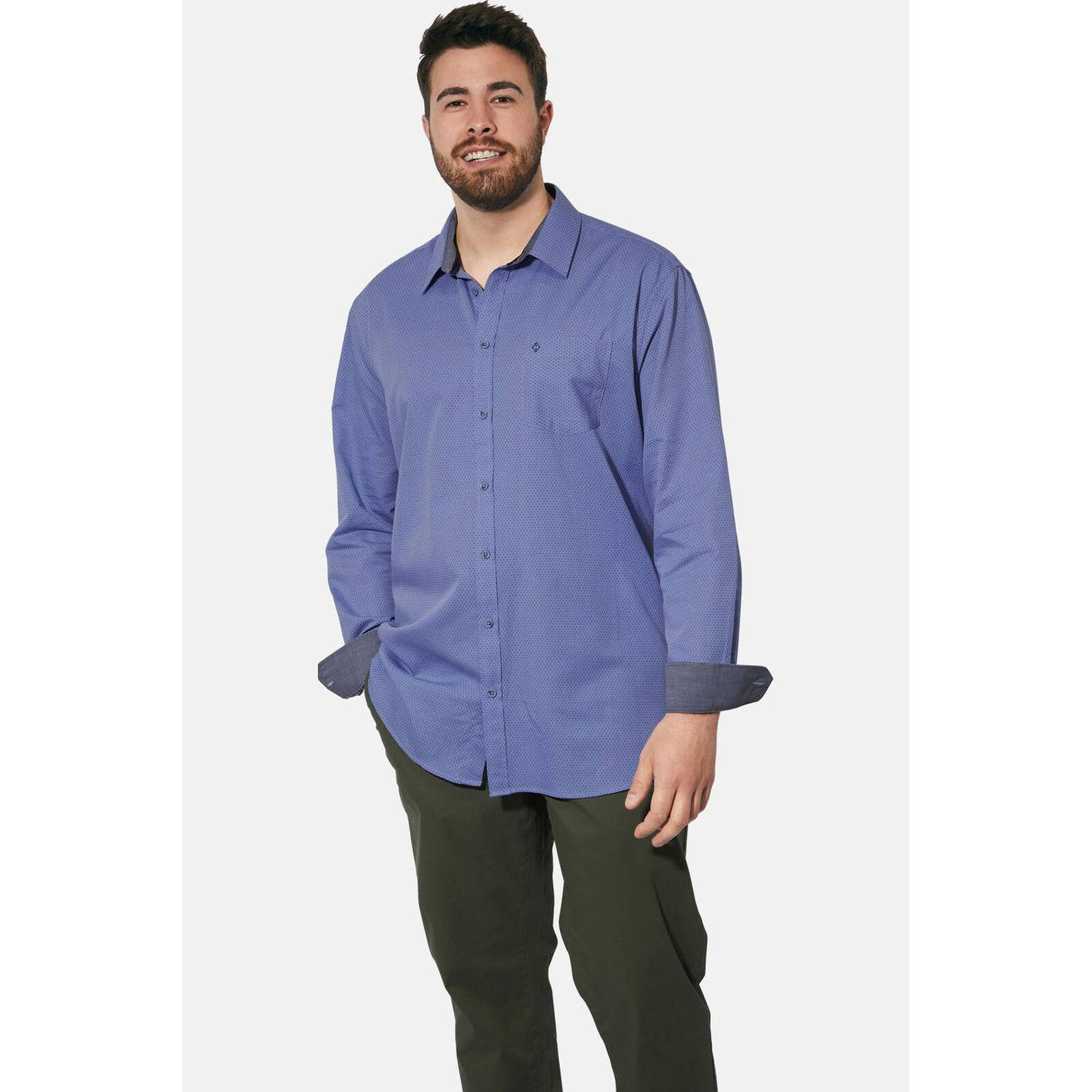 Charles Colby zakelijk overhemd DUKE RYE Plus Size donkerblauw
