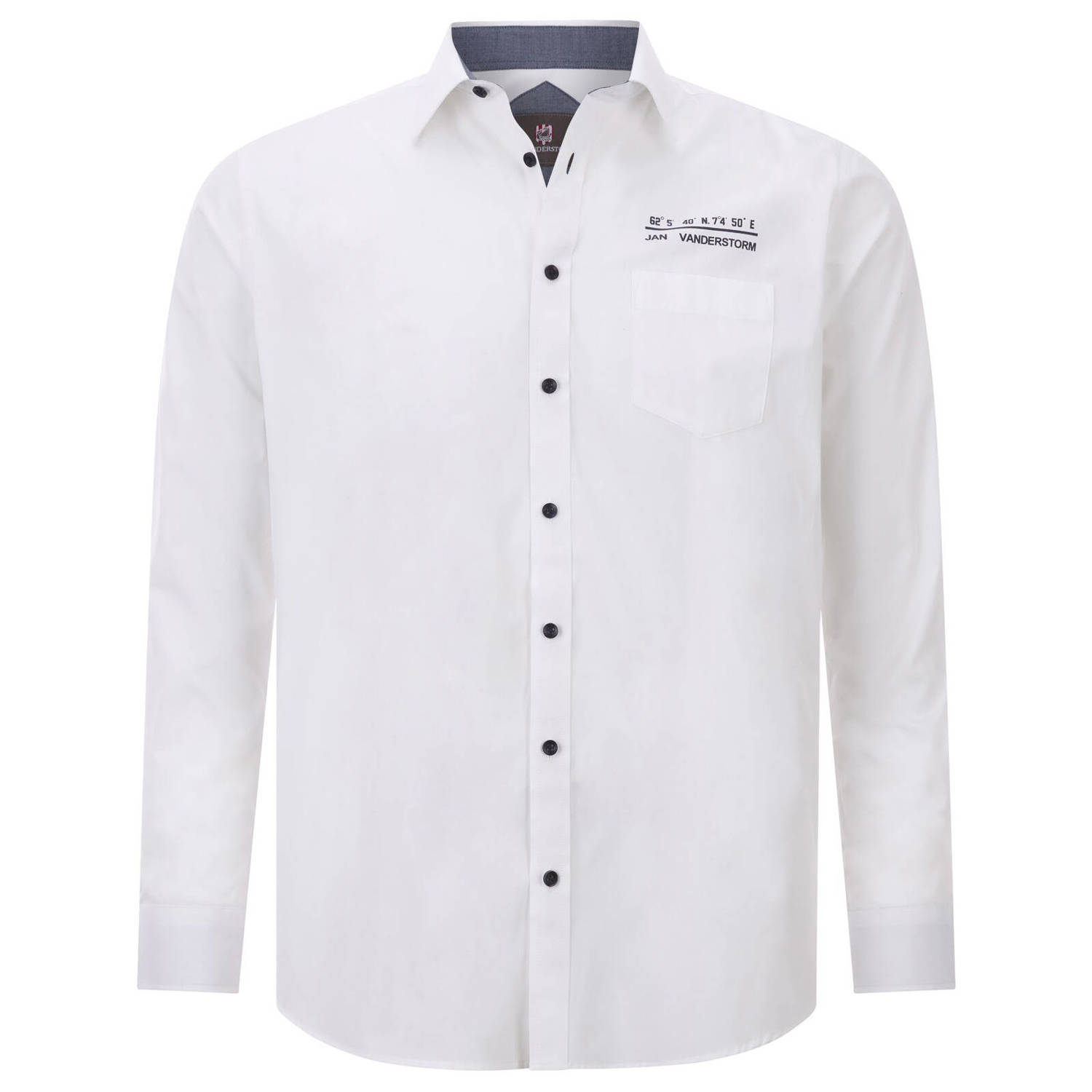 Jan Vanderstorm casual overhemd donkerblauw