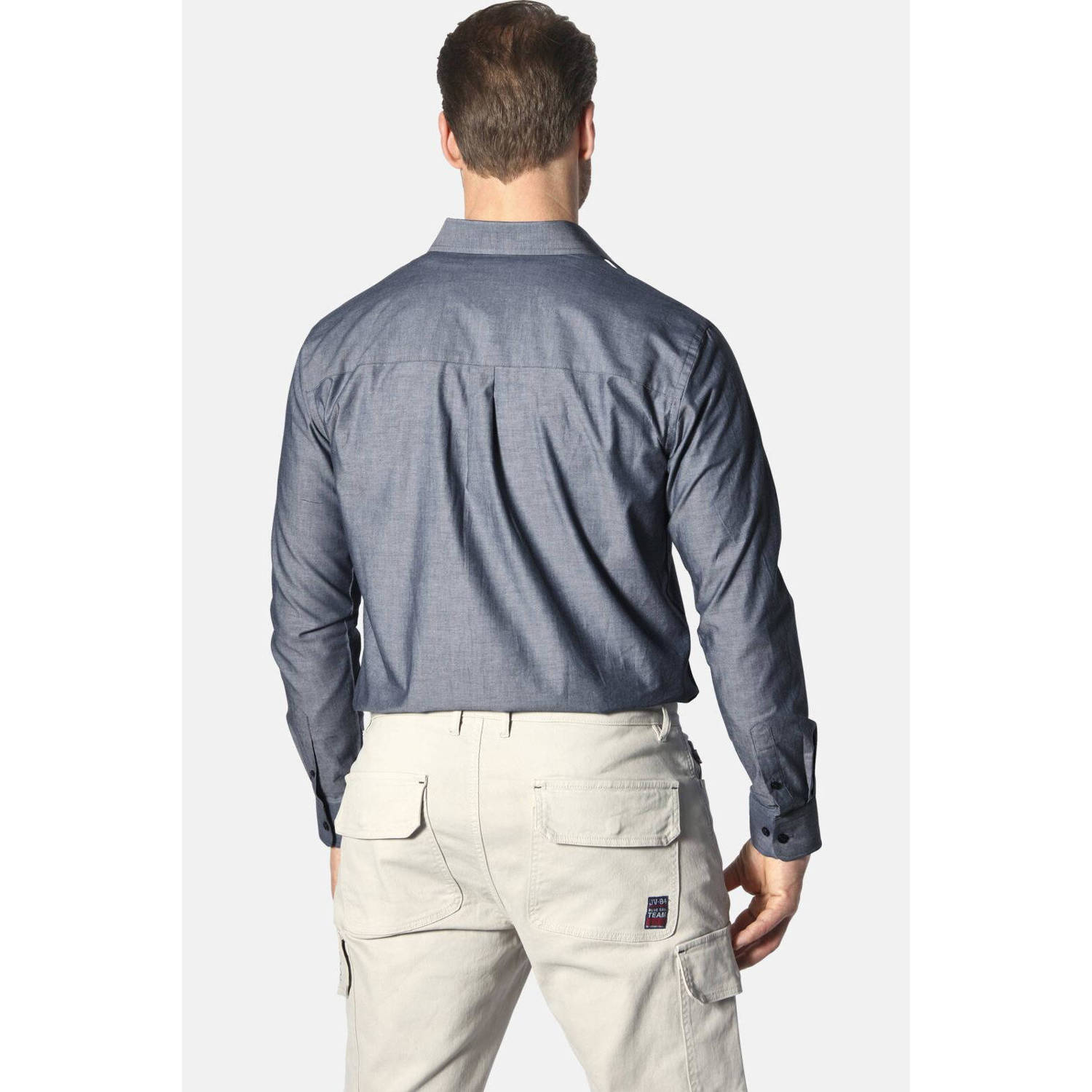 Jan Vanderstorm casual overhemd donkerblauw