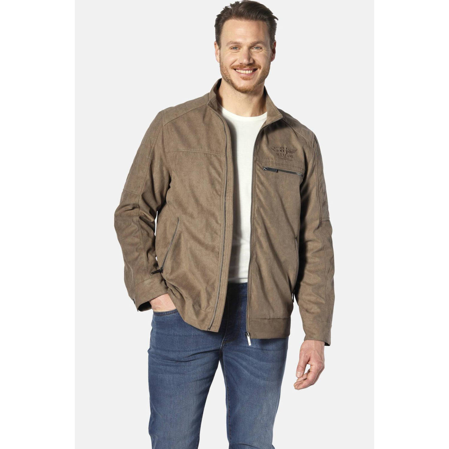 Jan Vanderstorm leren jas TORMAR Plus Size bruin