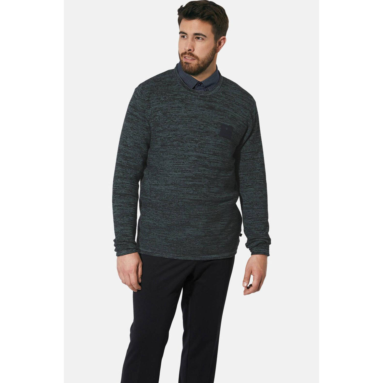 Charles Colby +FIT Collectie gebreide trui EARL BARNET Plus Size petrol