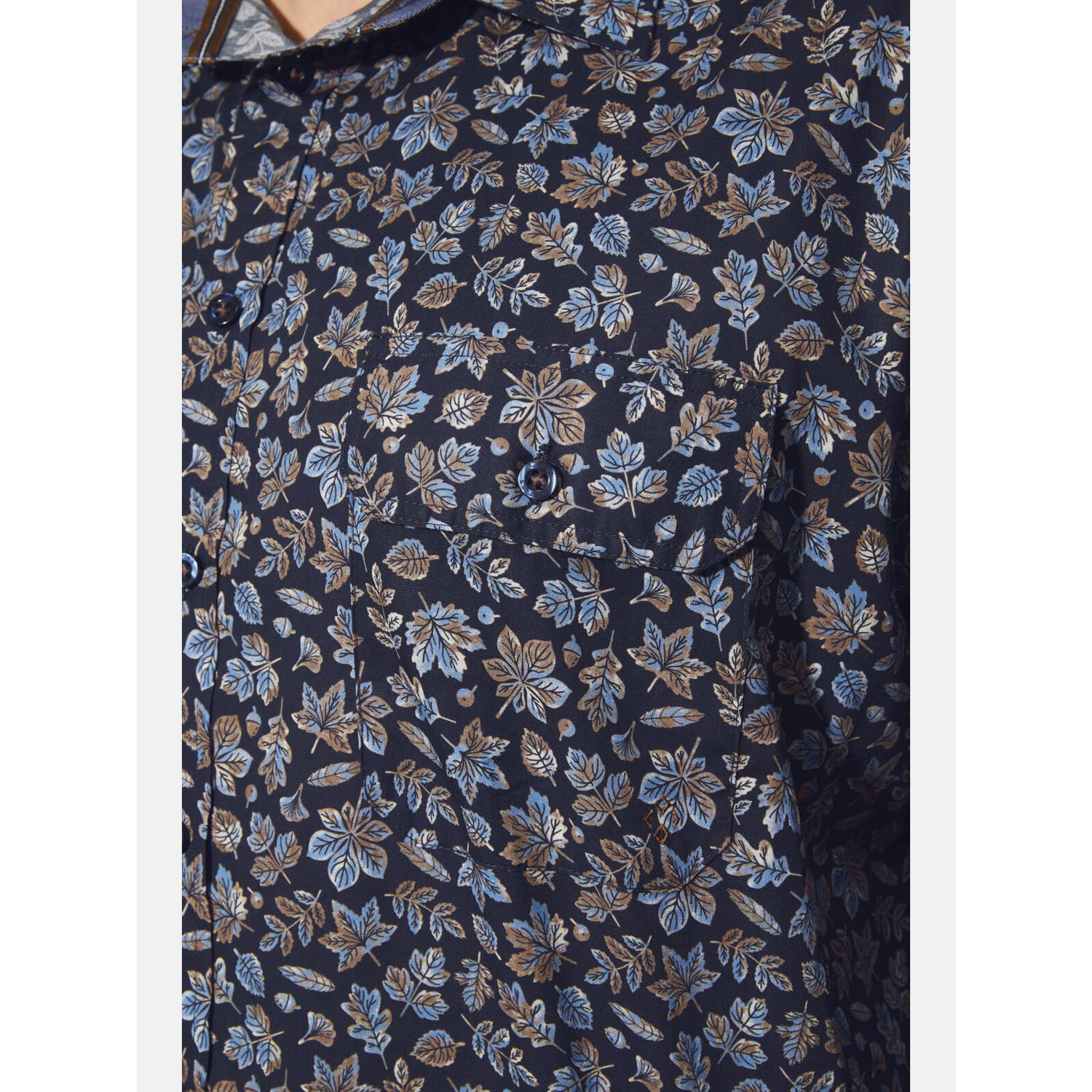 Charles Colby +FIT Collectie casual overhemd DUKE CASPIAT Plus Size donkerblauw