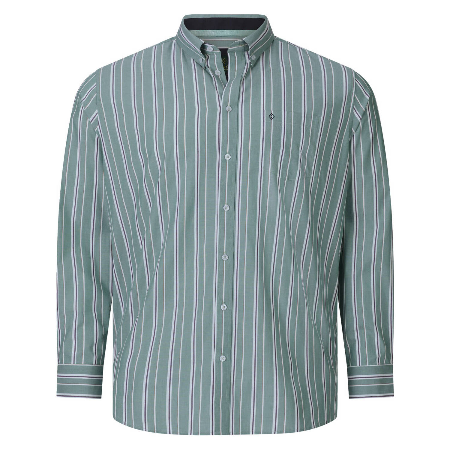 Charles Colby +FIT Collectie casual overhemd DUKE FERDINARUS Plus Size groen