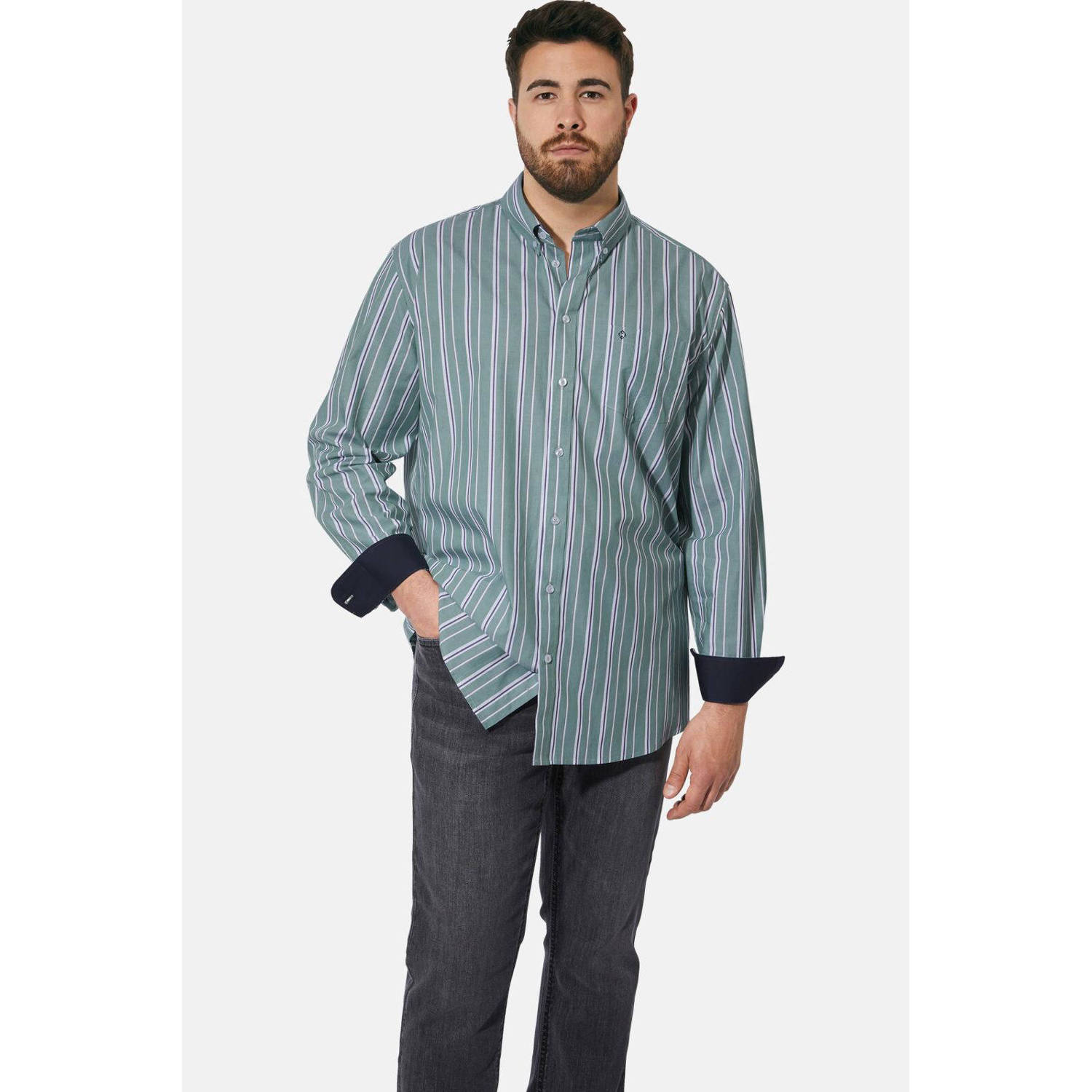 Charles Colby +FIT Collectie casual overhemd DUKE FERDINARUS Plus Size groen