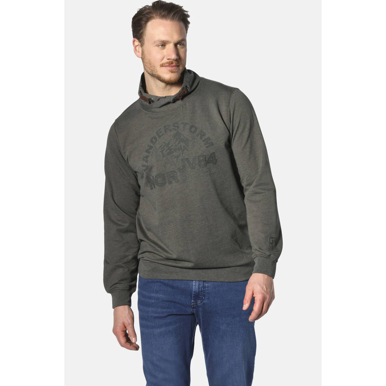 Jan Vanderstorm sweater TJOMME Plus Size olijfgroen