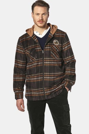 overshirt FAAPE Plus Size donkerblauw/bruin