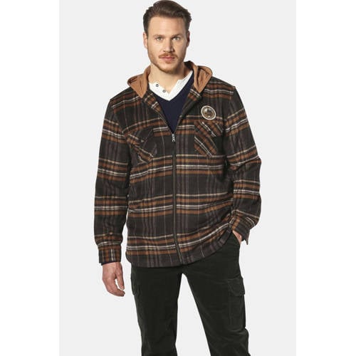 Jan Vanderstorm overshirt FAAPE Plus Size donkerblauw/bruin afbeelding