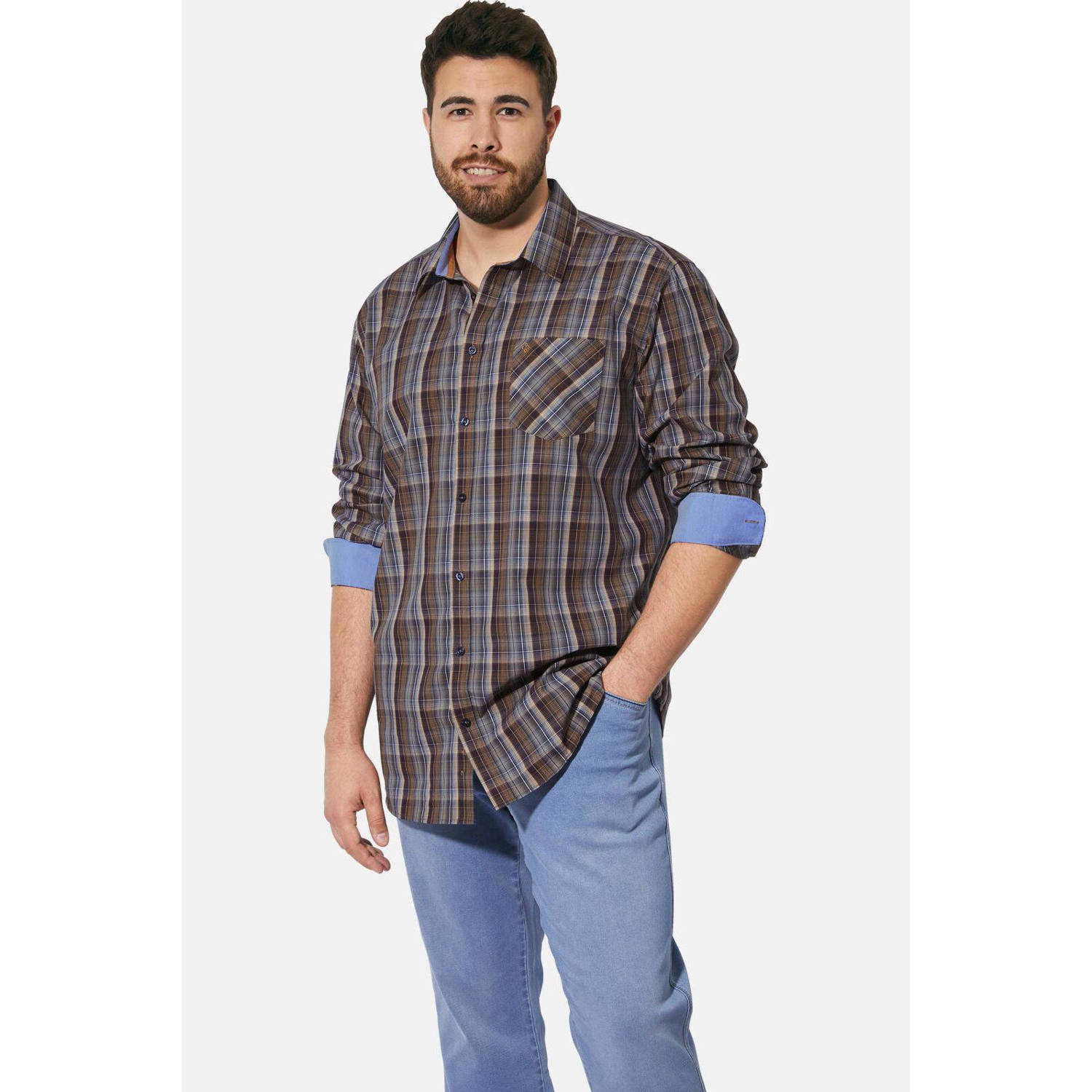 Charles Colby +FIT Collectie casual overhemd DUKE MALACHAI Plus Size donkerrood