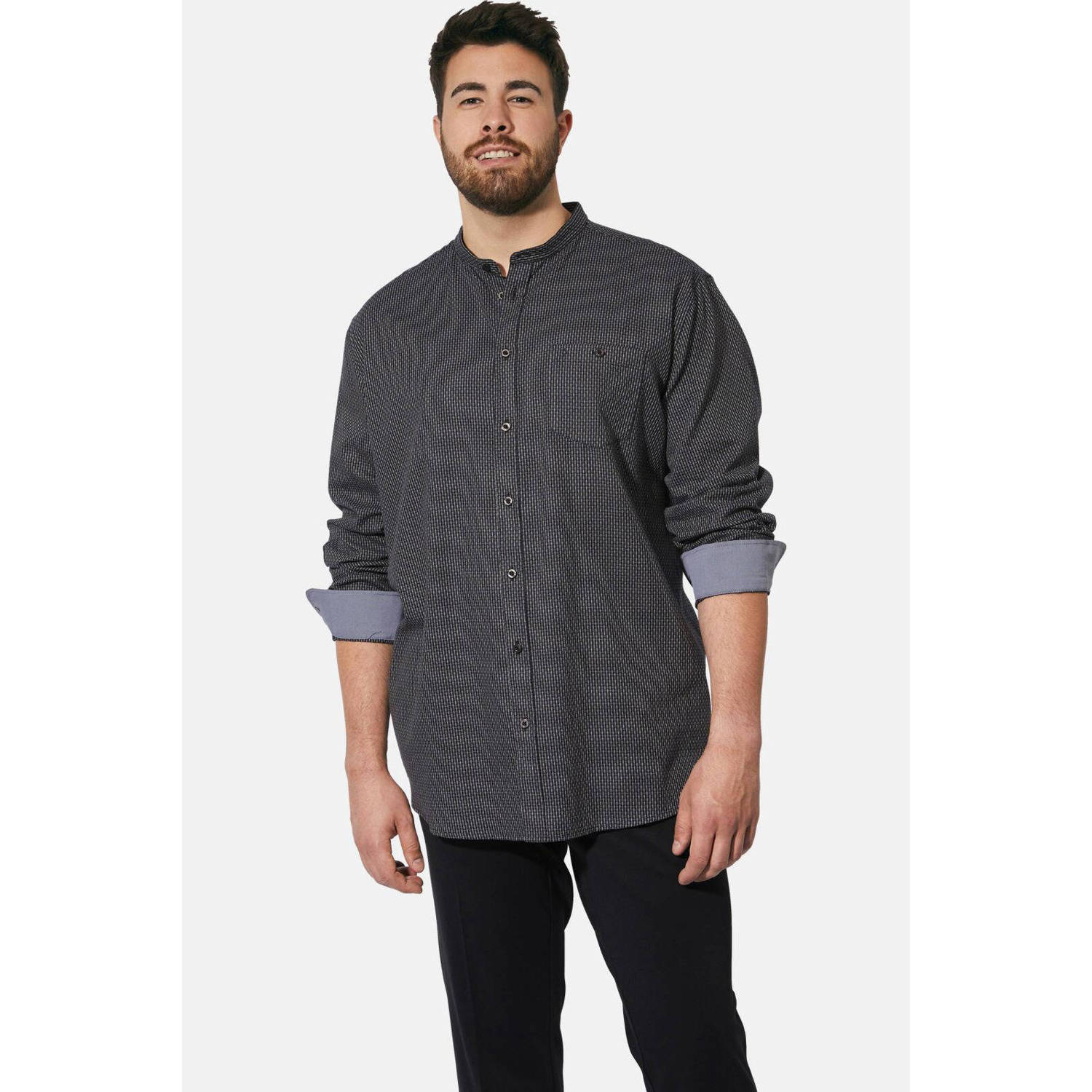 Charles Colby +FIT Collectie casual overhemd DUKE CYRERTY Plus Size zwart