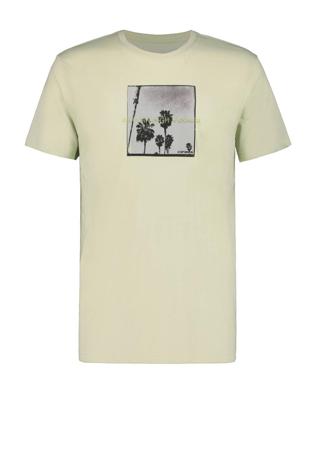 Lichtgroene heren Icepeak T-shirt Mankato met printopdruk, korte mouwen en ronde hals