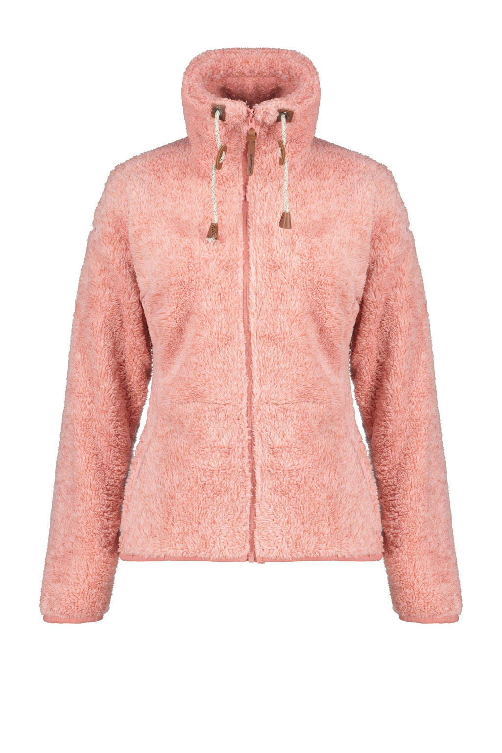 Roze dames Icepeak outdoor teddy vest Colony met melée print, lange mouwen, opstaande kraag en ritssluiting