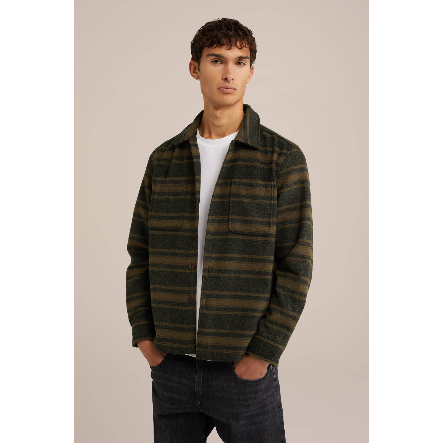 WE Fashion geruit overshirt heavy army